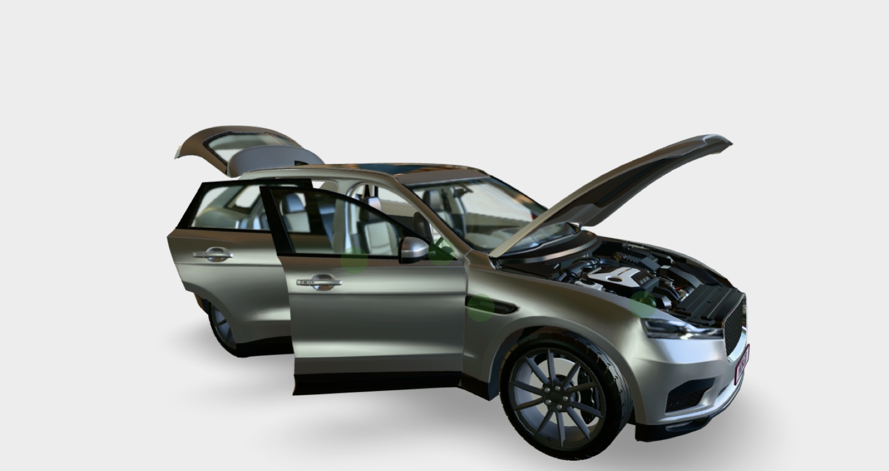Interactive 3D car model with openable panels